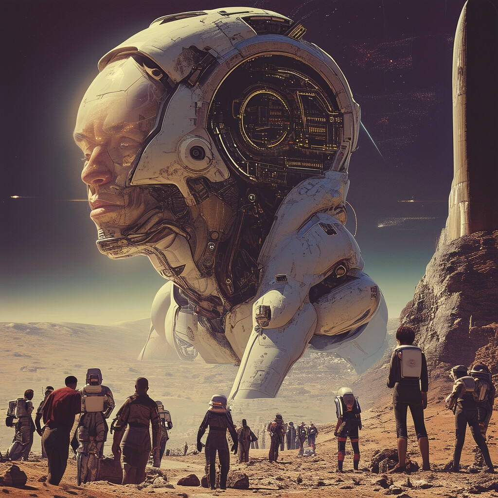 una representación imaginativa de la humanidad dentro de un siglo, floreciendo en un mundo inexplorado, que muestra su aspecto transformado, su intelecto intensificado y el impacto positivo de la tecnología de vanguardia en sus vidas